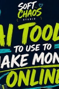 Graphic header reading 'All Tools to Use to Make Money Online' in neon lime, teal, and white on a dark blue background.