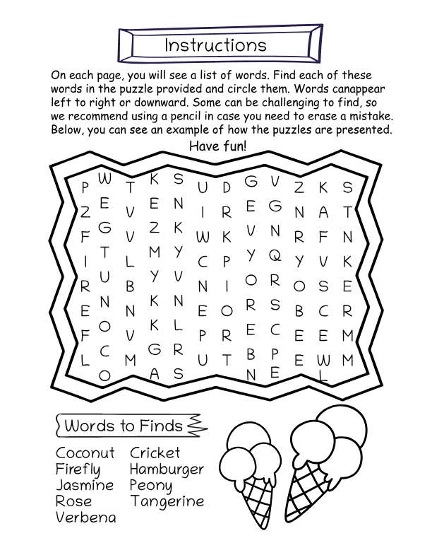 Summer Word Search Activity Book